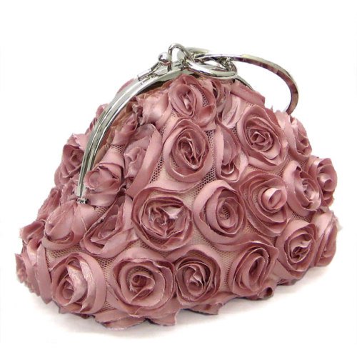 Pink Rose Inspired Evening Bag with Chain Strap