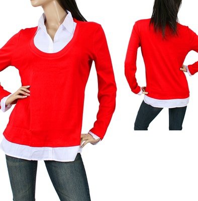 Red 2in1 Shirt and Sweater - 1XL, 2XL, 3XL