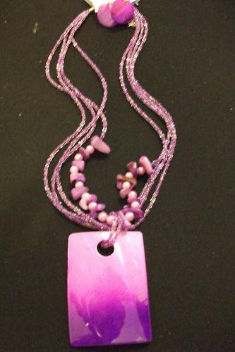 Purple Multi Strand Beaded Necklace with Earrings
