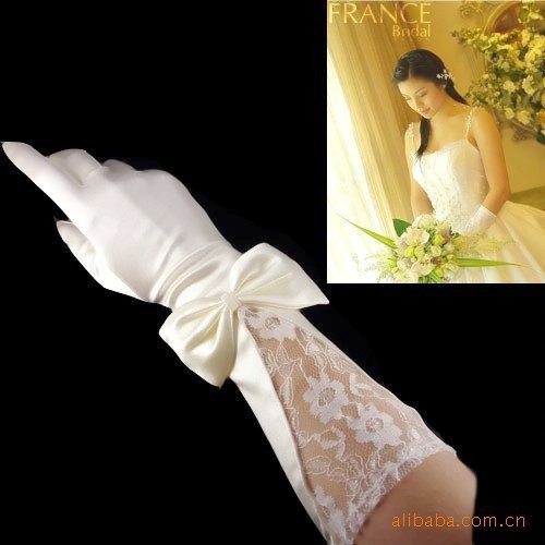New Satin and Lace Embroidered Bridal Gloves
