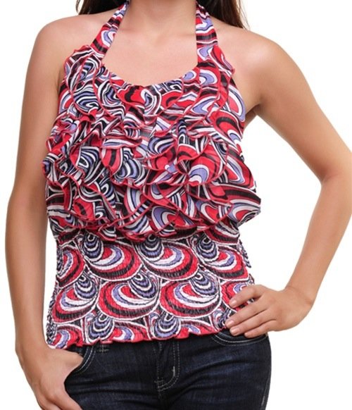 Red Abstract Print Halter medium-large
