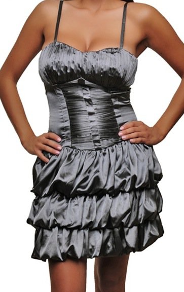 Silver Tiered Fashion Dress with Straps SMALL, MEDIUM, LARGE