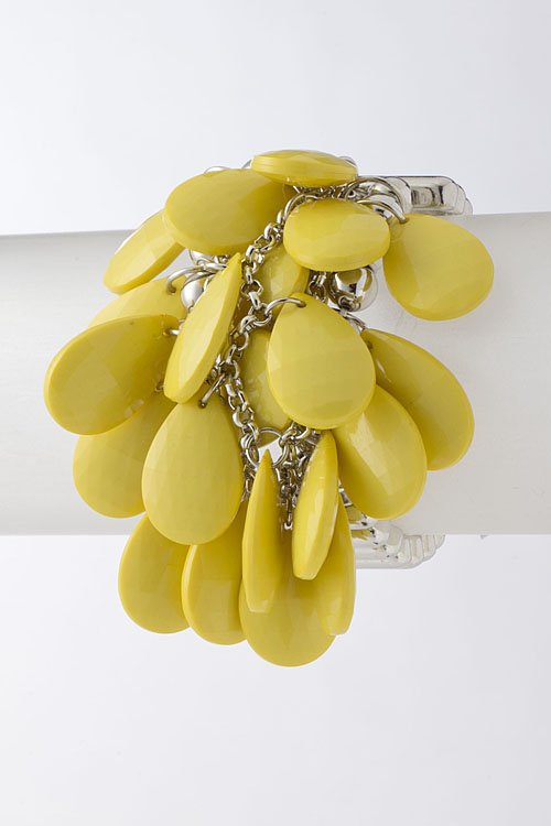 Yellow Teardrop Design Clustered Bracelet