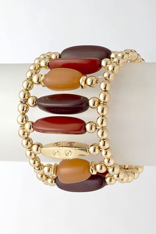 Brown Beaded stretchable bracelet