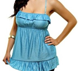 Blue Babydoll Top - SMALL, LARGE