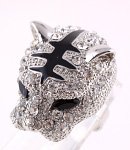 Panther Silver Tone Metal Casting Ring - Size 9
