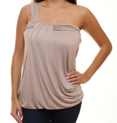 Beige One Strap Blouse SMALL, MEDIUM, LARGE