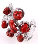 Silver Tone Metal Stretch Cuff Bracelet With Stones