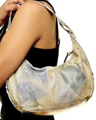 Beige and Blue Small Handbag