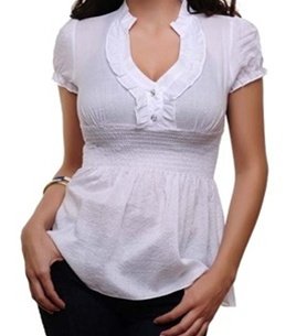 White Empire Waist Blouse SMALL