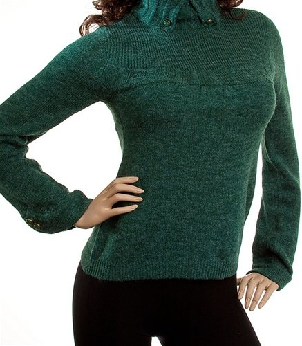 Green Sweater with Buttoned Neck SMALL, MEDIUM, LARGE