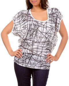White and Black Abstract ""Somebody To Love"" Blouse