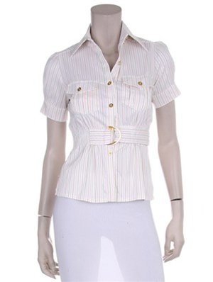 Beige Striped Short Sleeve Shirt 1XL, 2XL, 3XL