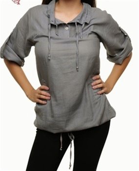 Grey blouse with Drawstring SMALL, MEDIUM, LARGE
