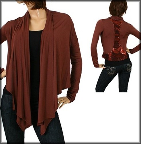 Brown Cardigan with Decorative Back SMALL, MEDIUM, LARGE