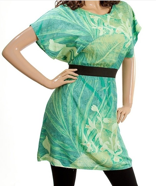 Green Tunic Print Blouse 2XL, 3XL