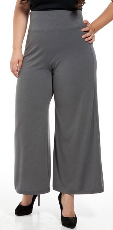 Plus Grey Spandex Palazzo Pants 1XL