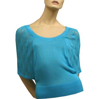 Blue Round Neck Knit Blouse SMALL - MEDIUM