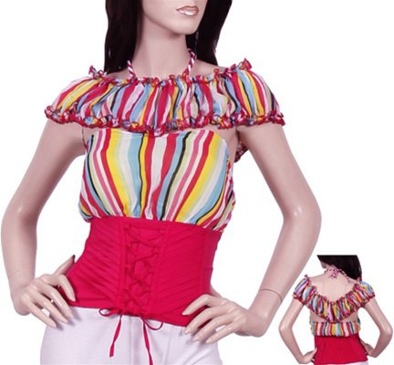 Pink Striped Corset Blouse SMALL - MEDIUM - LARGE