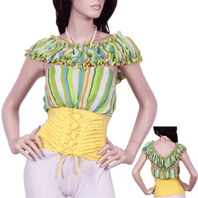 Green Striped Corset Blouse SMALL - MEDIUM - LARGE