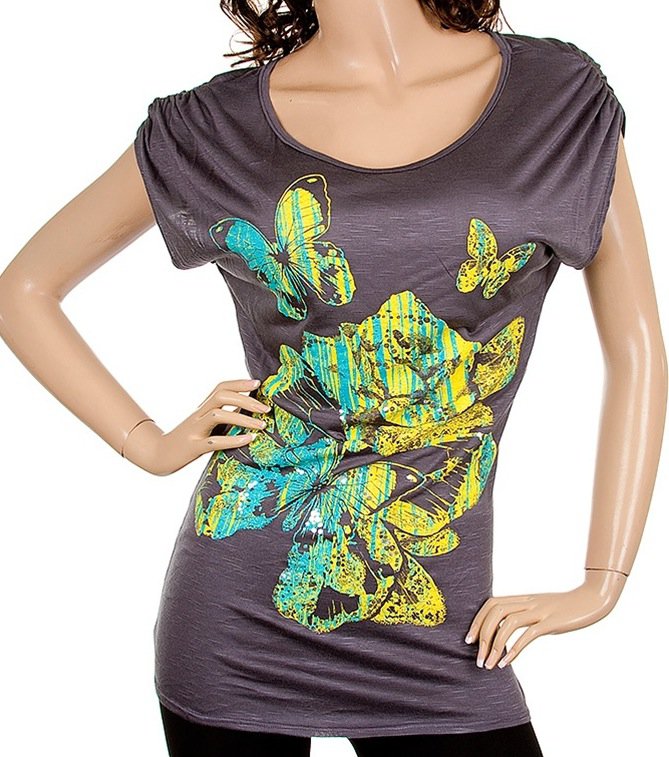 Grey short sleeve floral print shirt SMALL-MEDIUM-LARGE