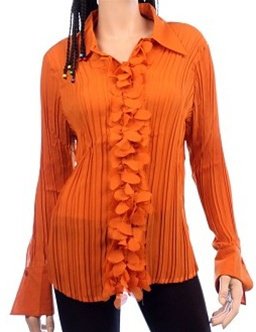 Burnt Orange Ruffle Blouse SMALL - MEDIUM - LARGE