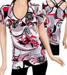 R/W/B Abstract Print Blouse 1XL
