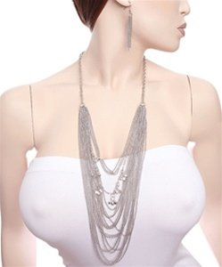 Long Layered Necklace and Earring Set