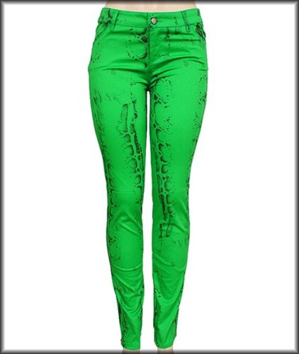 Green Snake Skin Inspired Print Skinny Pants SMALL - MEDIUM - LARGE