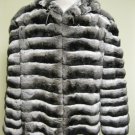 65187(Big Mens Hoodie Canadian Chinchilla Zip Up Bomber Jacket(size 1X-4X)col:black/white/grey