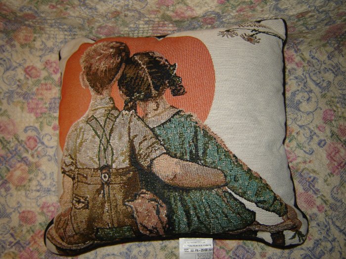 Norman Rockwell Sunset Painting Throw Toss Pillow Unused