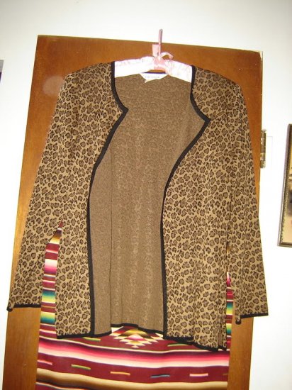 Exclusively Misook Leopard Animal Print Cardigan L