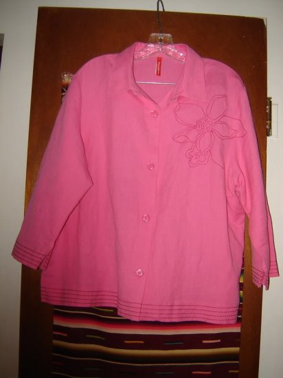 Womens Hanna Andersson Pink Linen Cotton Shirt XL