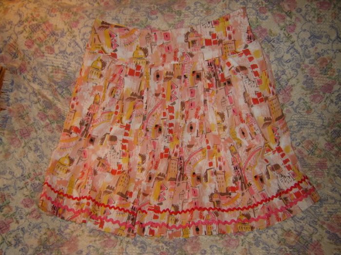 Willi Smith Cotton Skirt Rick Rack Trim 14 L