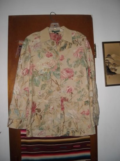 Womens Ralph Lauren Floral Roses Linen Cotton Coat S