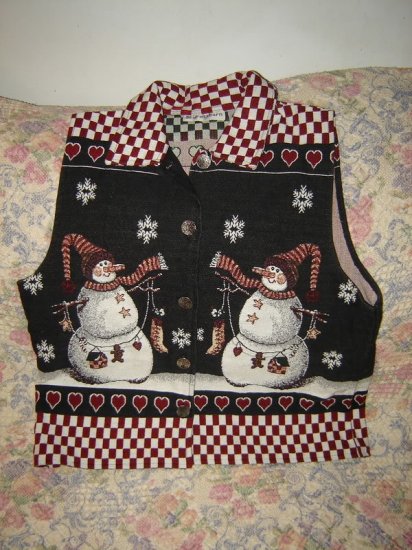 Womens Dress Barn Snowman Winter Christmas Vest L
