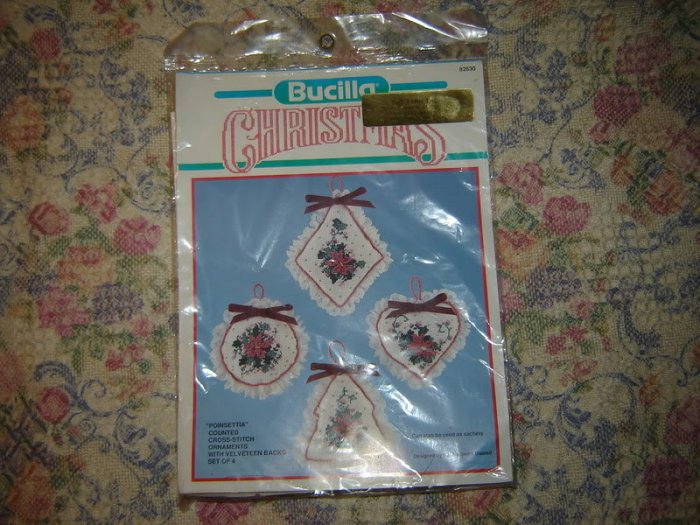 Christmas Ornaments Pointsettia Cross stitch Kit