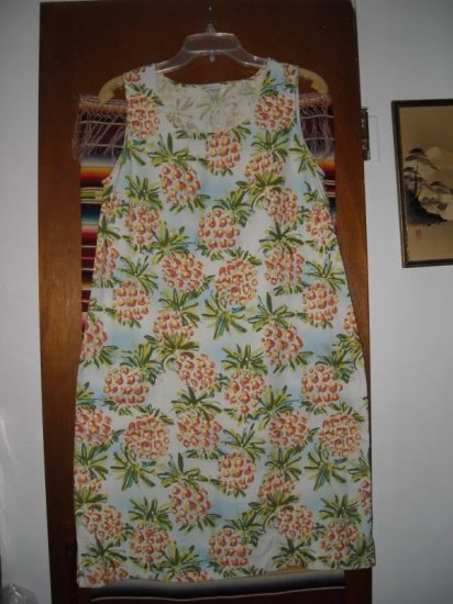 Womens Sportif Sleeveless Silk Shift Dress M Pineapple