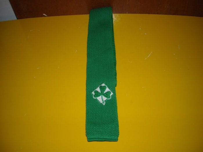 Mens Green Shamrock St. Patricks Day Knit Tie