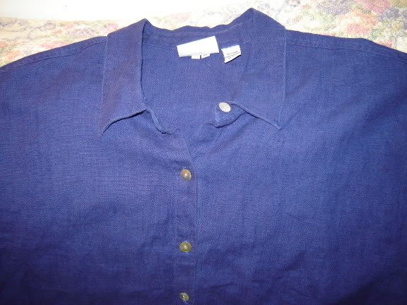 Womens Chicos or Chico’s Design Blue Linen Shirt 3 L
