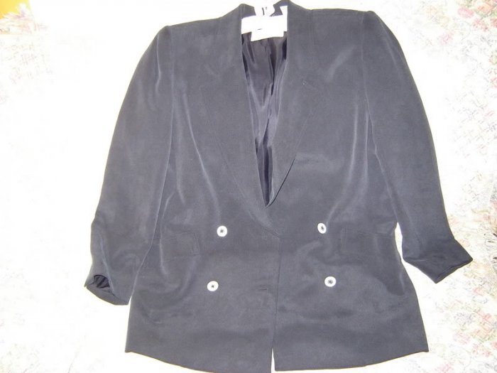 Dana Buchman Navy Blue Sueded Silk Jacket Blazer 6 S