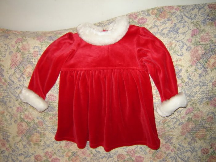 All Mine Red Fake Fur Santa Christmas Dress 24 M