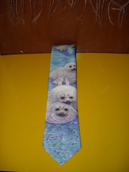 Mens Ralph Marlin Harp Seals Tie Necktie