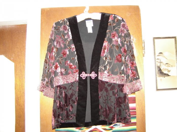 Karen Kwong Burn Out Velvet Black Pink Jacket 6P 6 P S