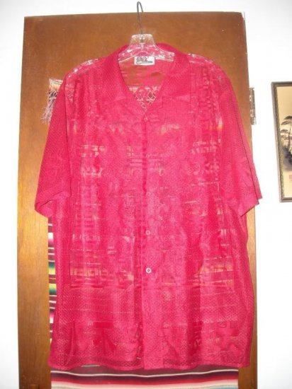 Mens Red Dragon Asian Mesh Shirt M Medium