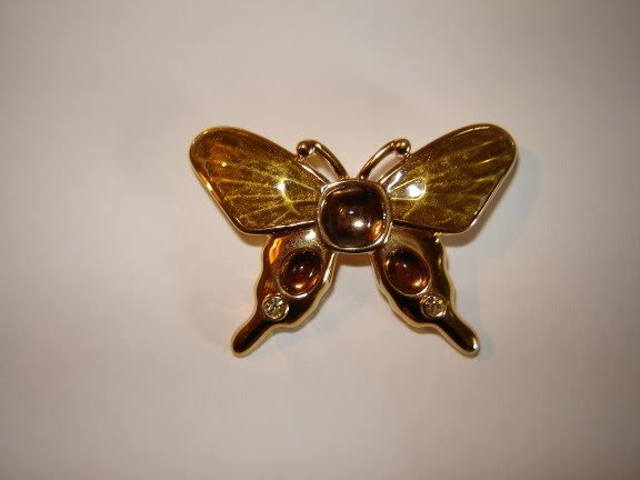 Monet Butterfly Pin Enamel Jewels Earth Tones