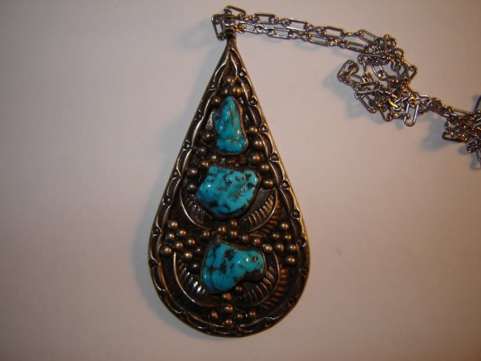 Vintage Large Turquoise Pendant