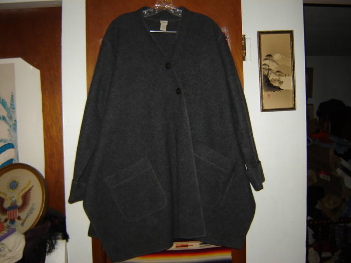 Womens J Jill Grey Asymetrical Wool Swing Coat M