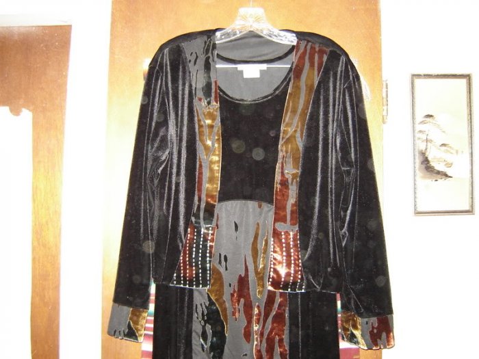 Spencer Alexis 2 Black Velvet Burnout Dress Set 12 M