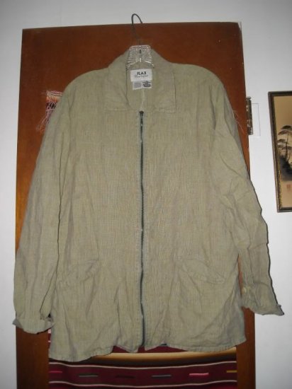 Womens Flax by Jeanne Engelhart Green Linen Jacket M